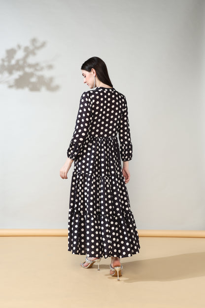 Polka black long dress