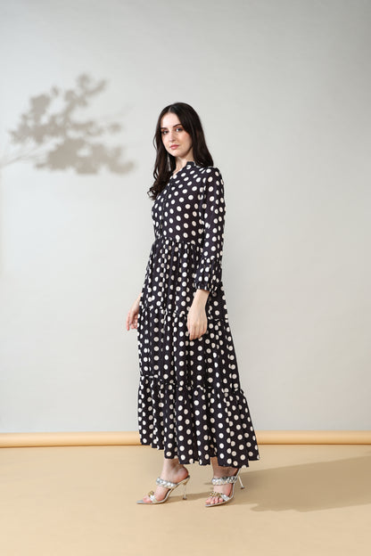 Polka black long dress