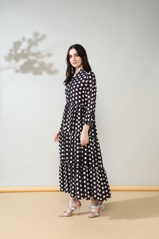 Polka black long dress