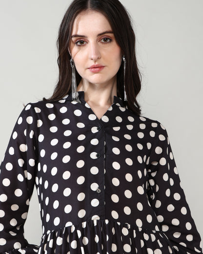Polka black long dress