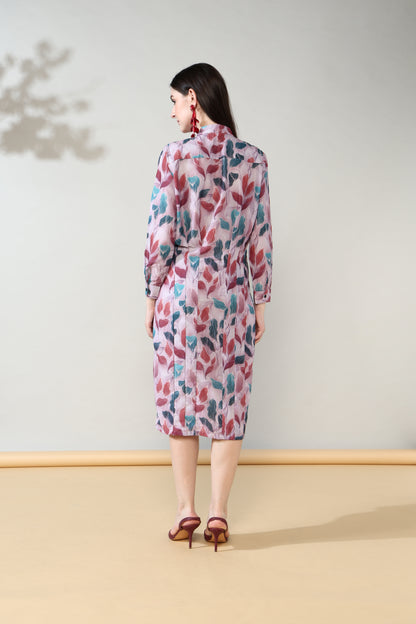 Rosey leaf short shirt dress