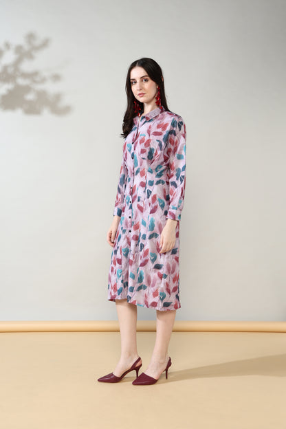 Rosey leaf short shirt dress