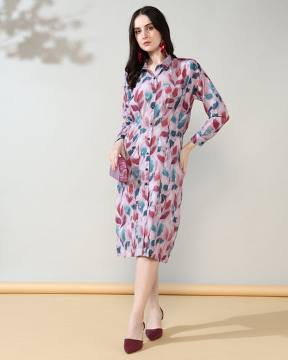 Rosey leaf short shirt dress