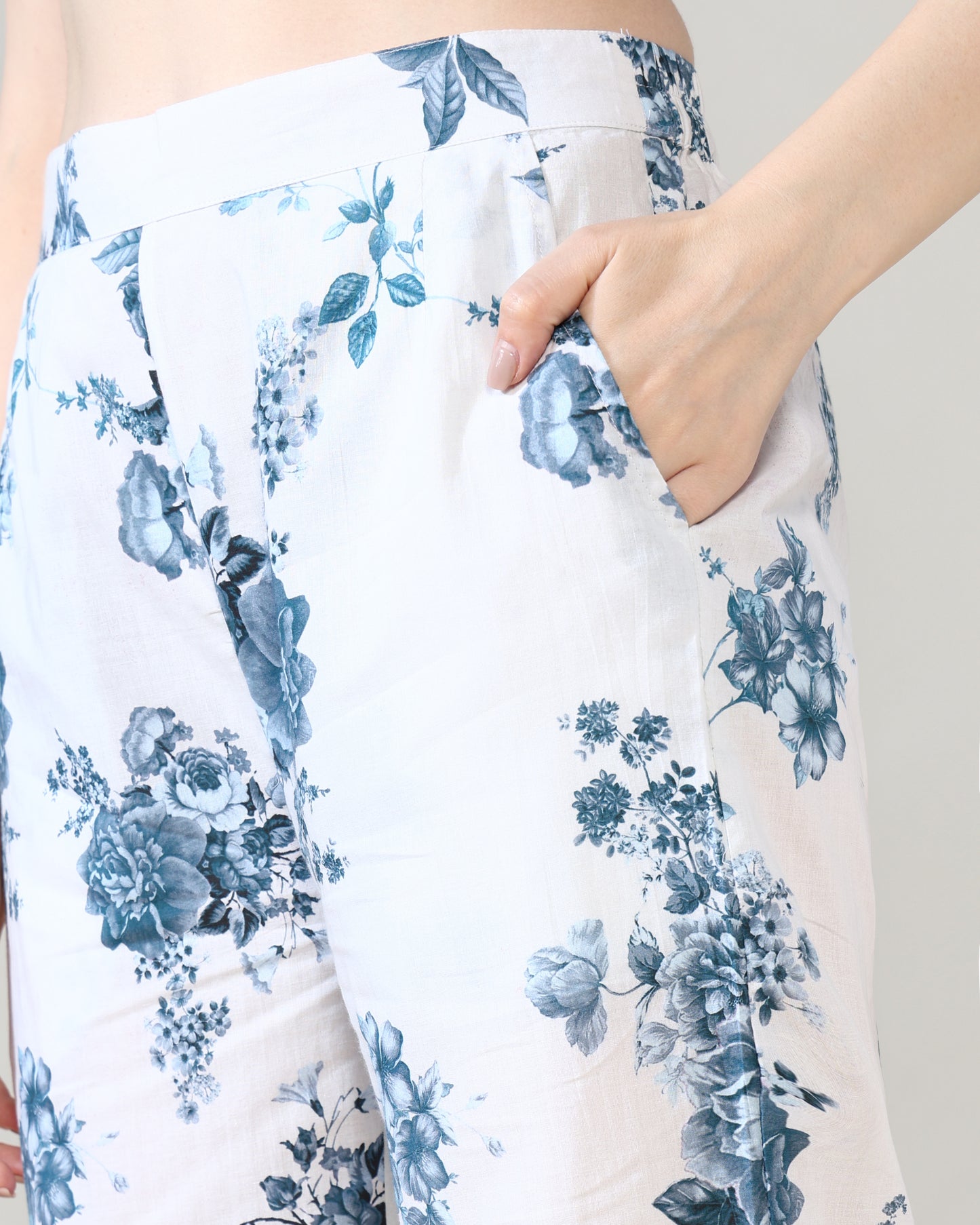 White Blue Pure Cotton Suit Set of 2