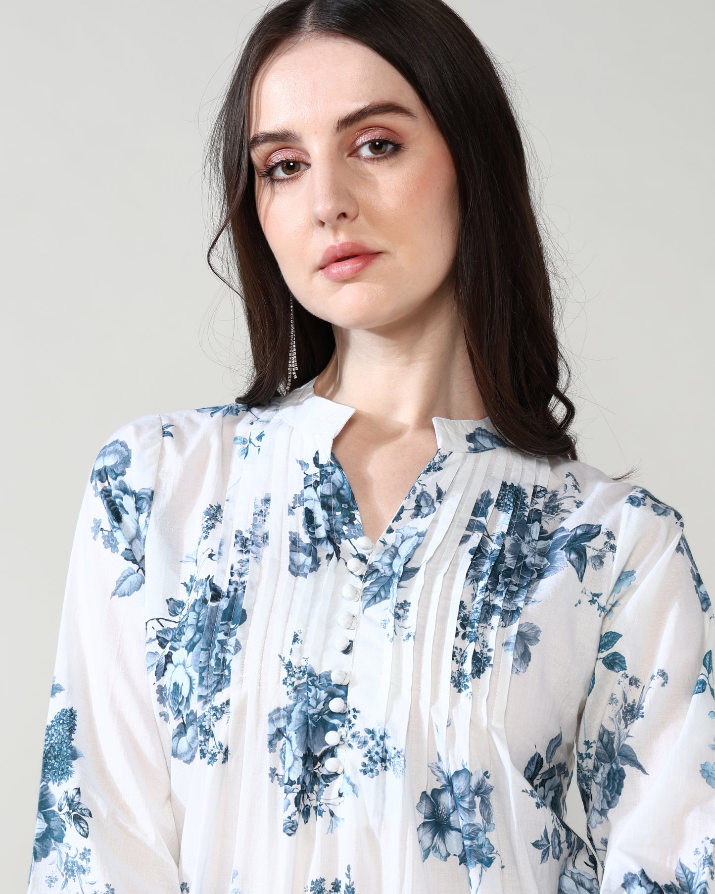 White Blue Pure Cotton Suit Set of 2