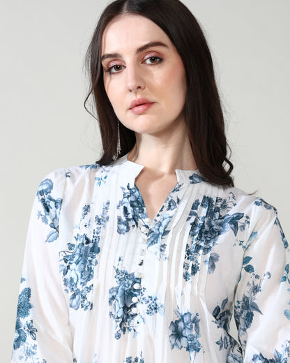 White Blue Pure Cotton Suit Set of 2
