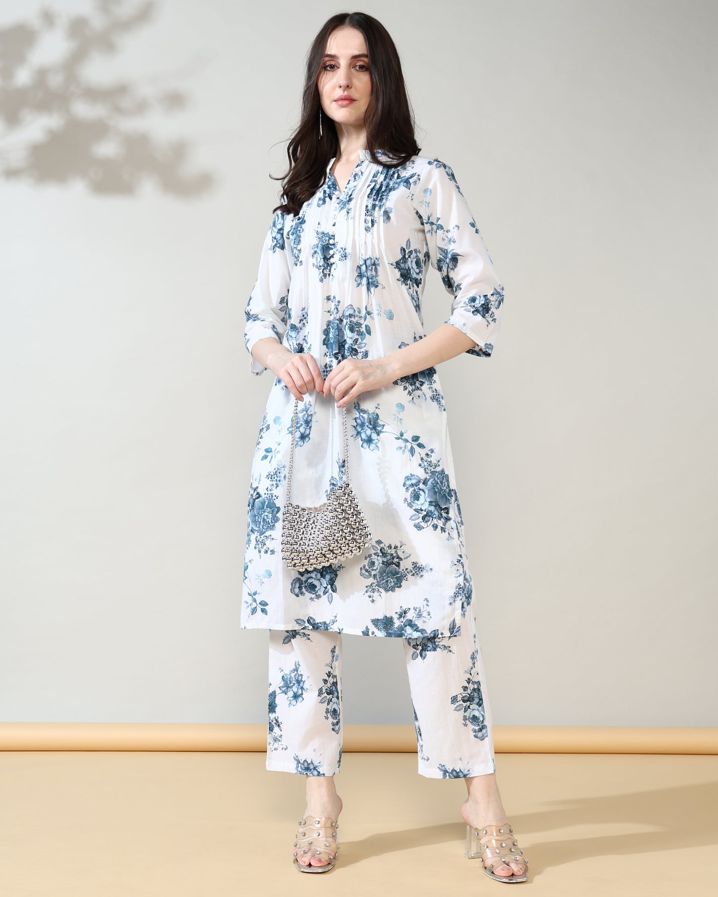 White Blue Pure Cotton Suit Set of 2