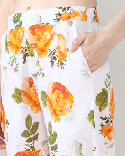 White orange Pure Cotton Suit Set of 2