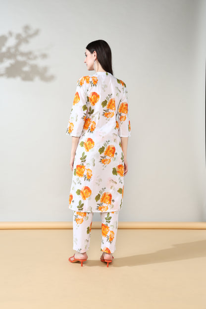 White orange Pure Cotton Suit Set of 2