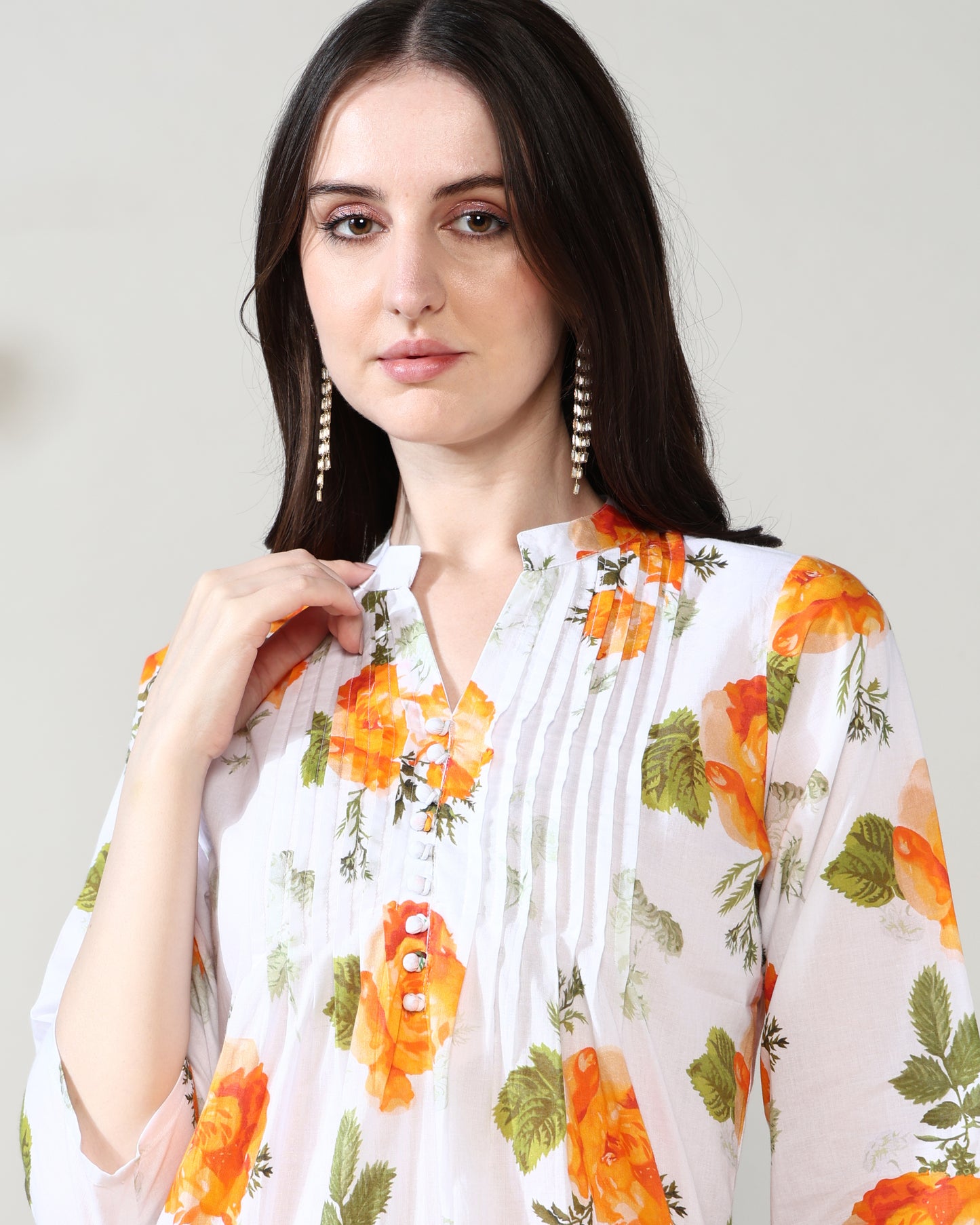 White orange Pure Cotton Suit Set of 2