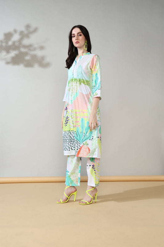 White pastel Pure Cotton Suit Set of 2