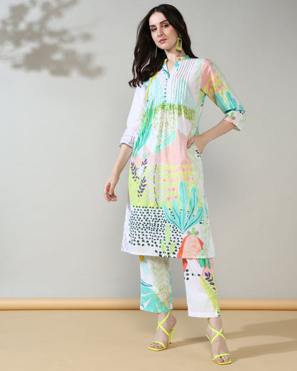White pastel Pure Cotton Suit Set of 2
