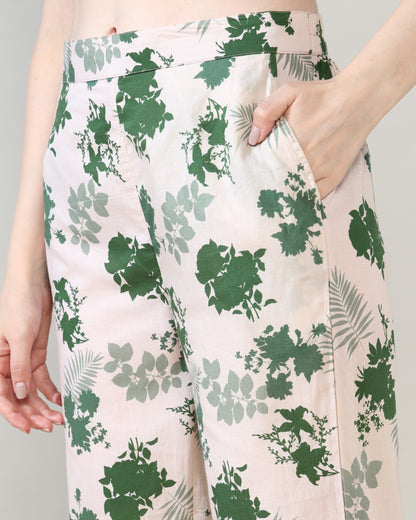 Beige Green Pure Cotton Suit Set of 2