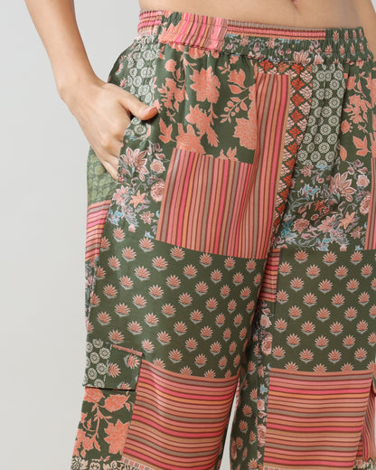 Green pastel Rayon Coord set of 2
