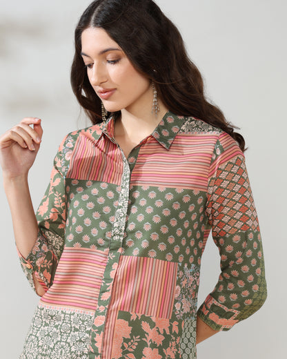 Green pastel Rayon Coord set of 2