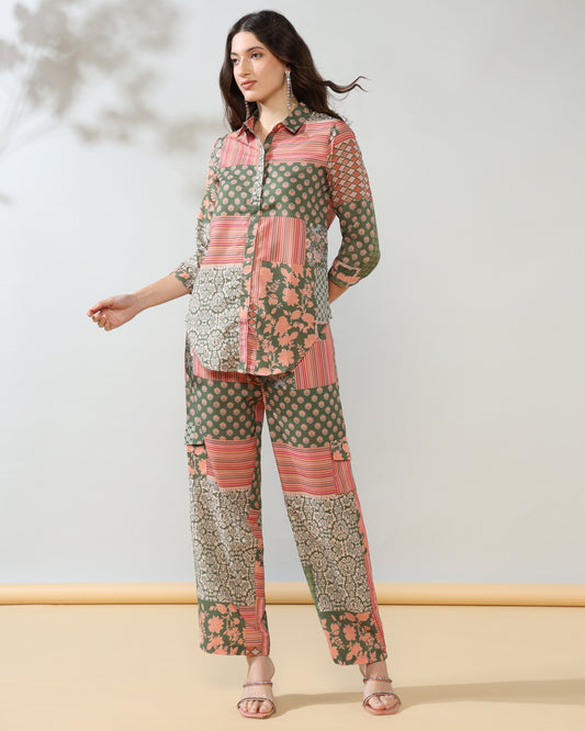 Green pastel Rayon Coord set of 2