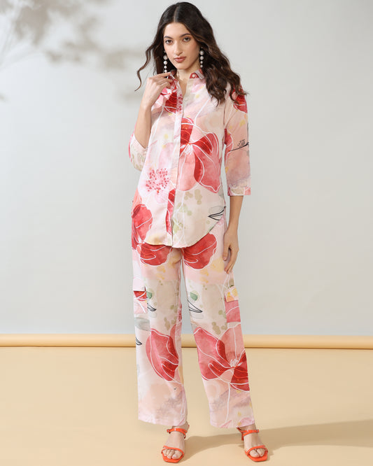 Luxe pastel flower Rayon Coord Set of 2