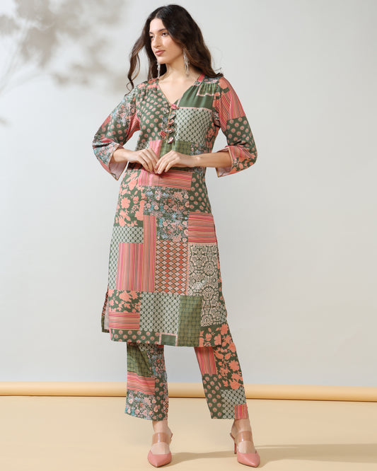 Green Grace Rayon Suit Set of 2