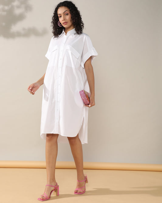 White Pure Poplin Dress