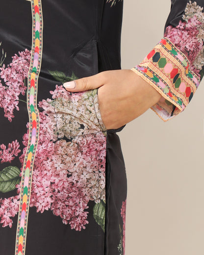 Elegance in Black Print Suit Set with Dupatta