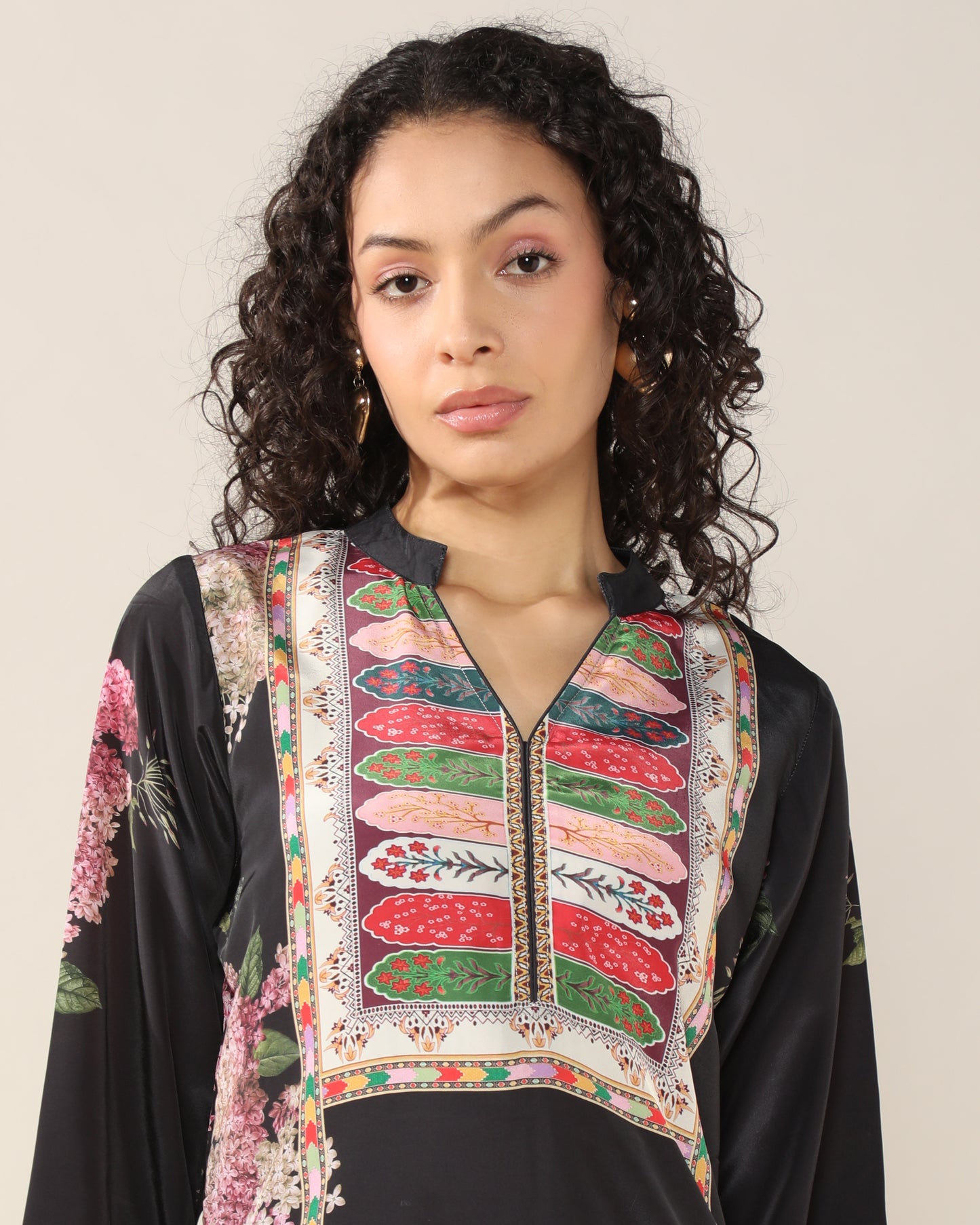 Elegance in Black Print Suit Set with Dupatta