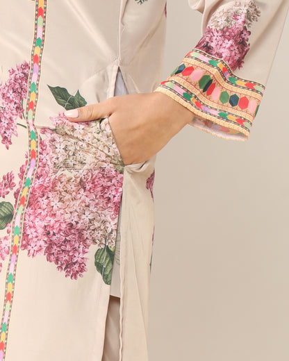 Elegance in Beige Print Suit Set with Dupatta