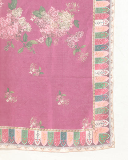 Elegance in Wine Print Suit Set with Dupatta