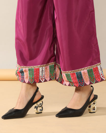 Elegance in Wine Print Suit Set with Dupatta