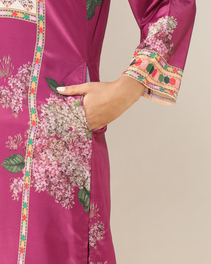 Elegance in Wine Print Suit Set with Dupatta