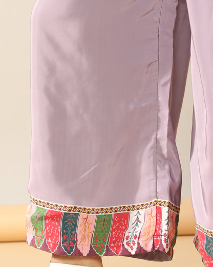 Elegance in Mauve Print Suit Set with Dupatta
