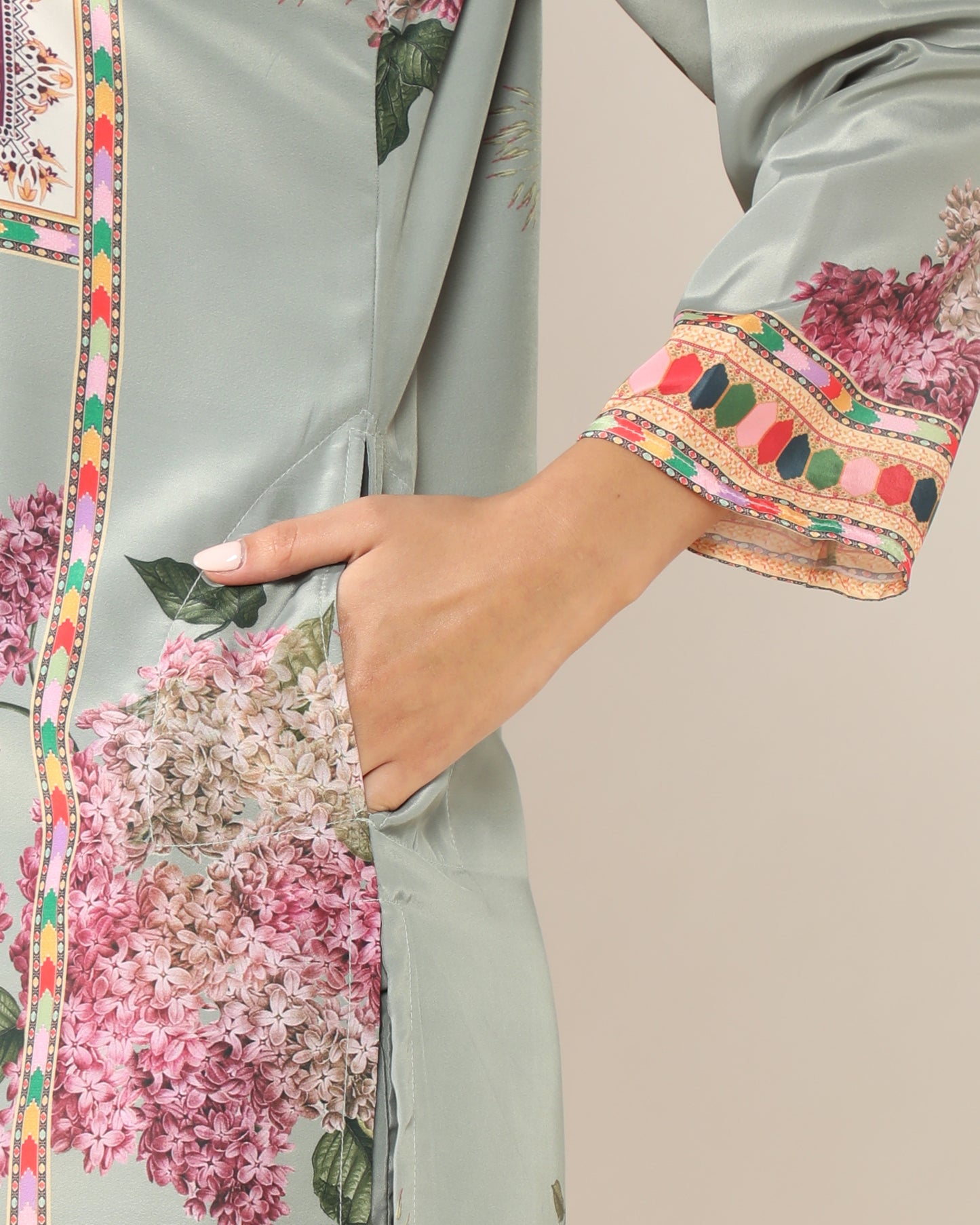 Elegance in Pastel Print Suit Set with Dupatta