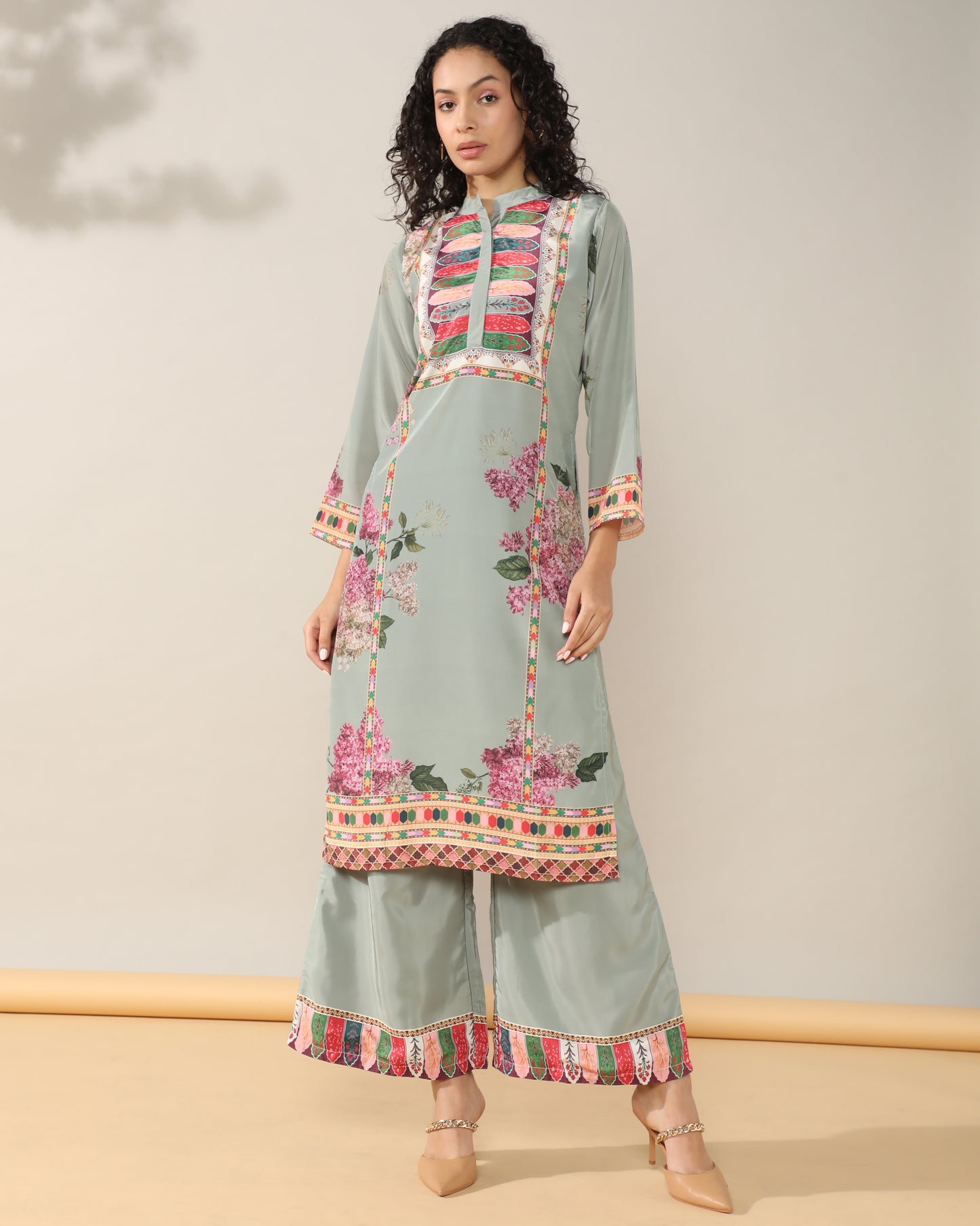Elegance in Pastel Print Suit Set with Dupatta