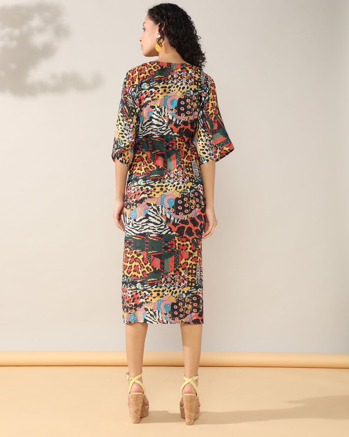 Abstract print Kaftan style dress