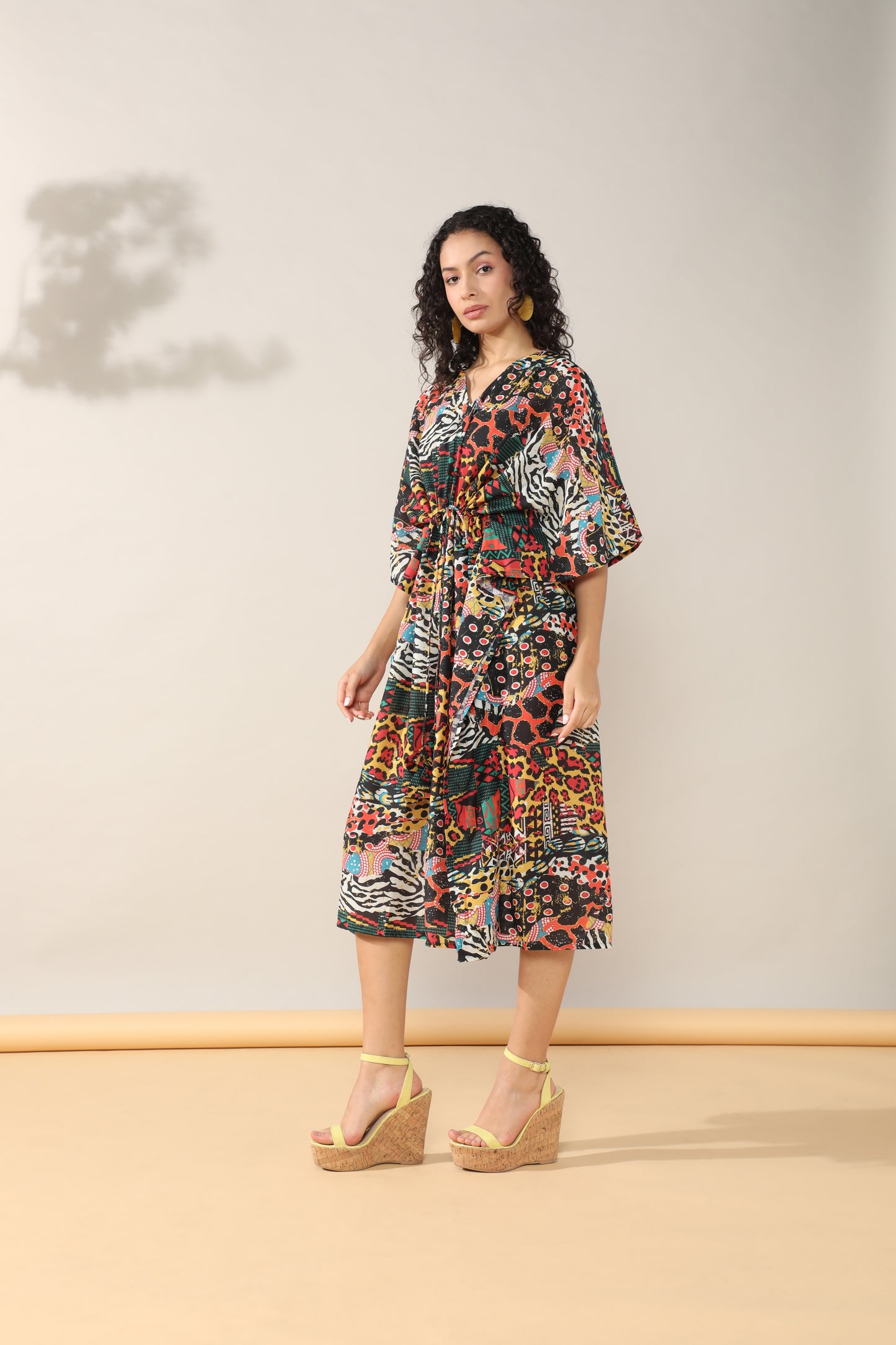 Abstract print Kaftan style dress