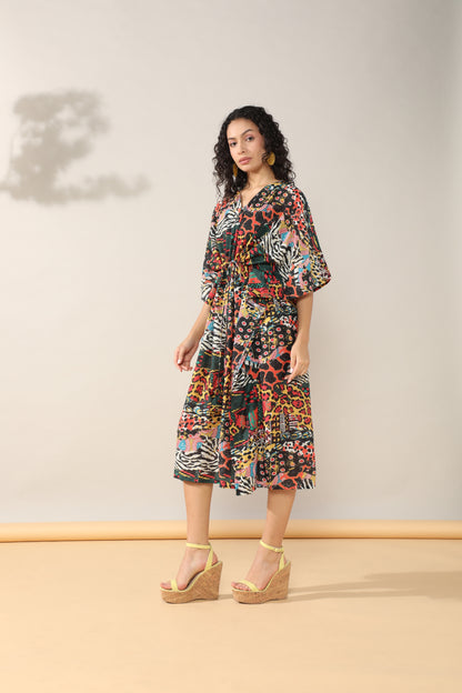Abstract print Kaftan style dress