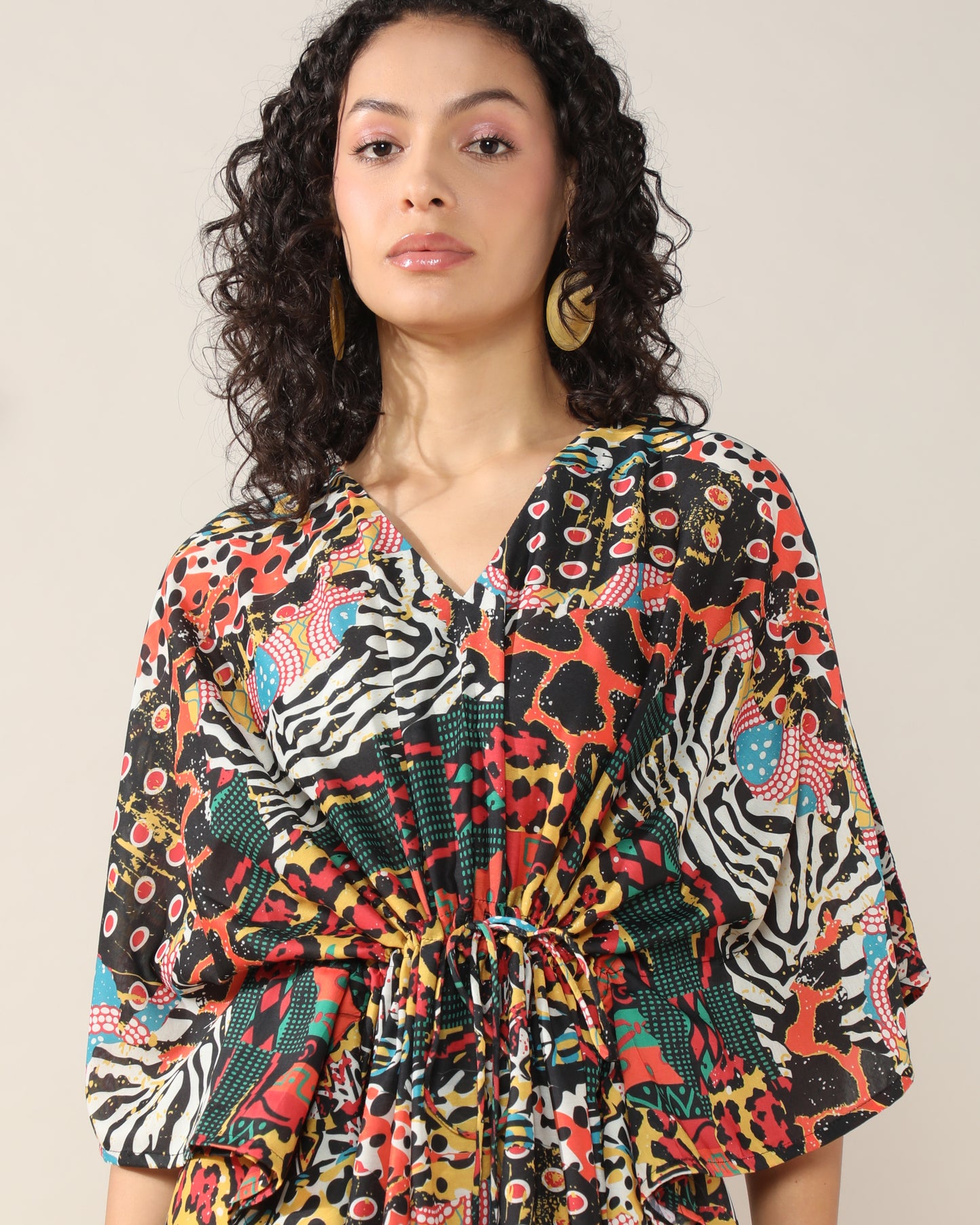 Abstract print Kaftan style dress