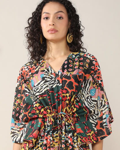 Abstract print Kaftan style dress