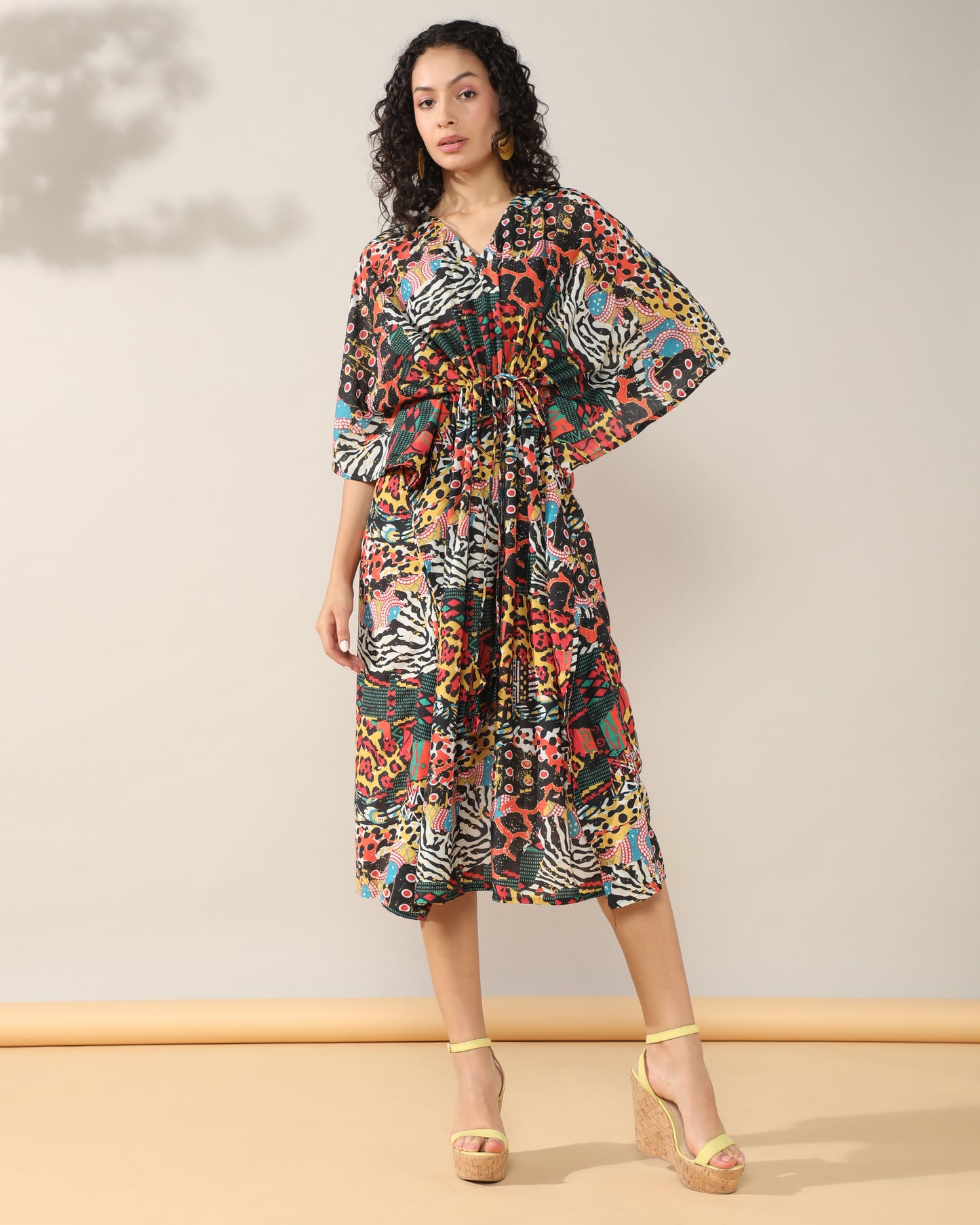 Abstract print Kaftan style dress