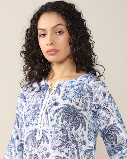 White blue Grace cotton suit set