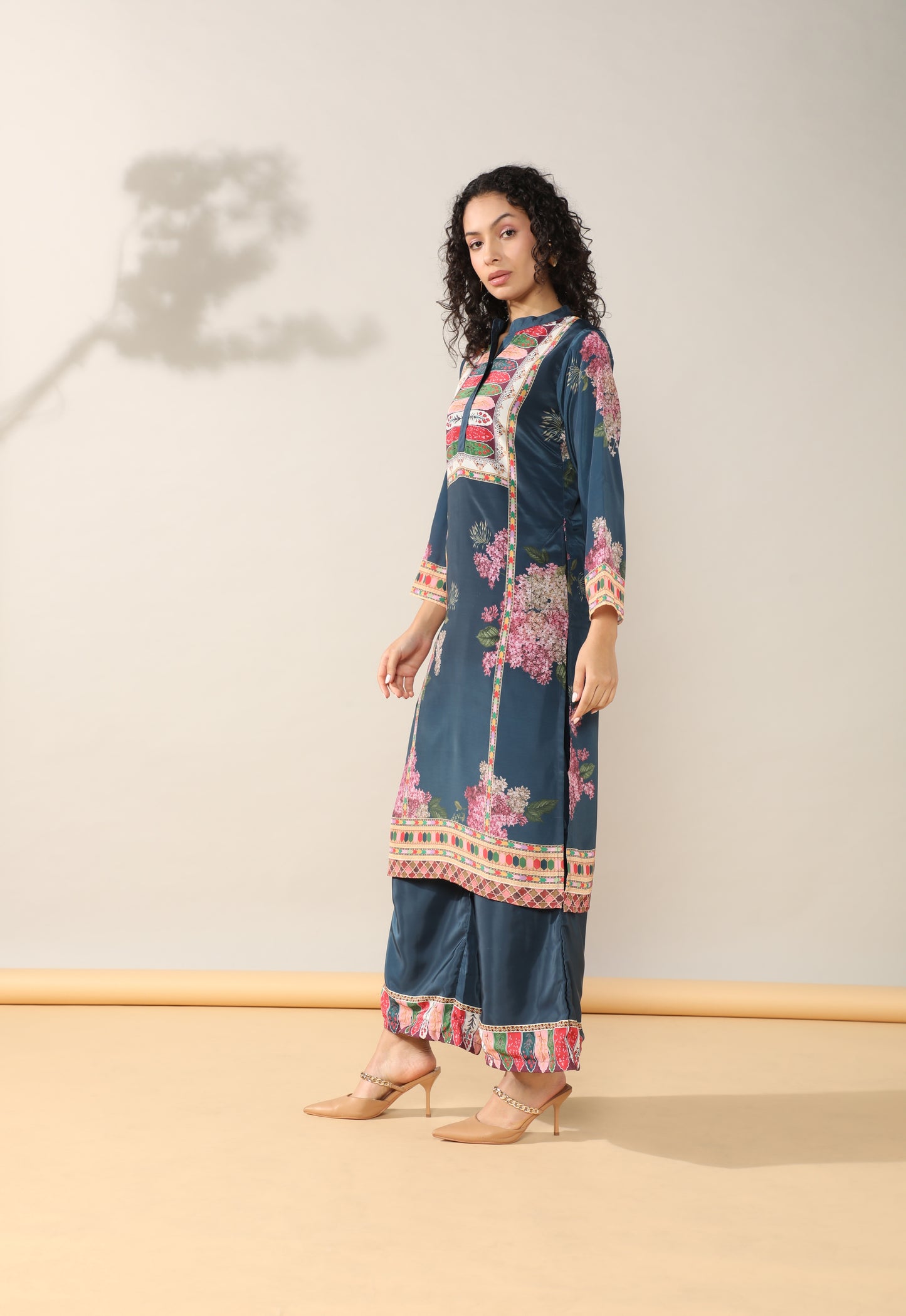 Elegance in Blue Print Suit Set with Dupatta