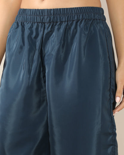 Elegance in Blue Print Suit Set with Dupatta