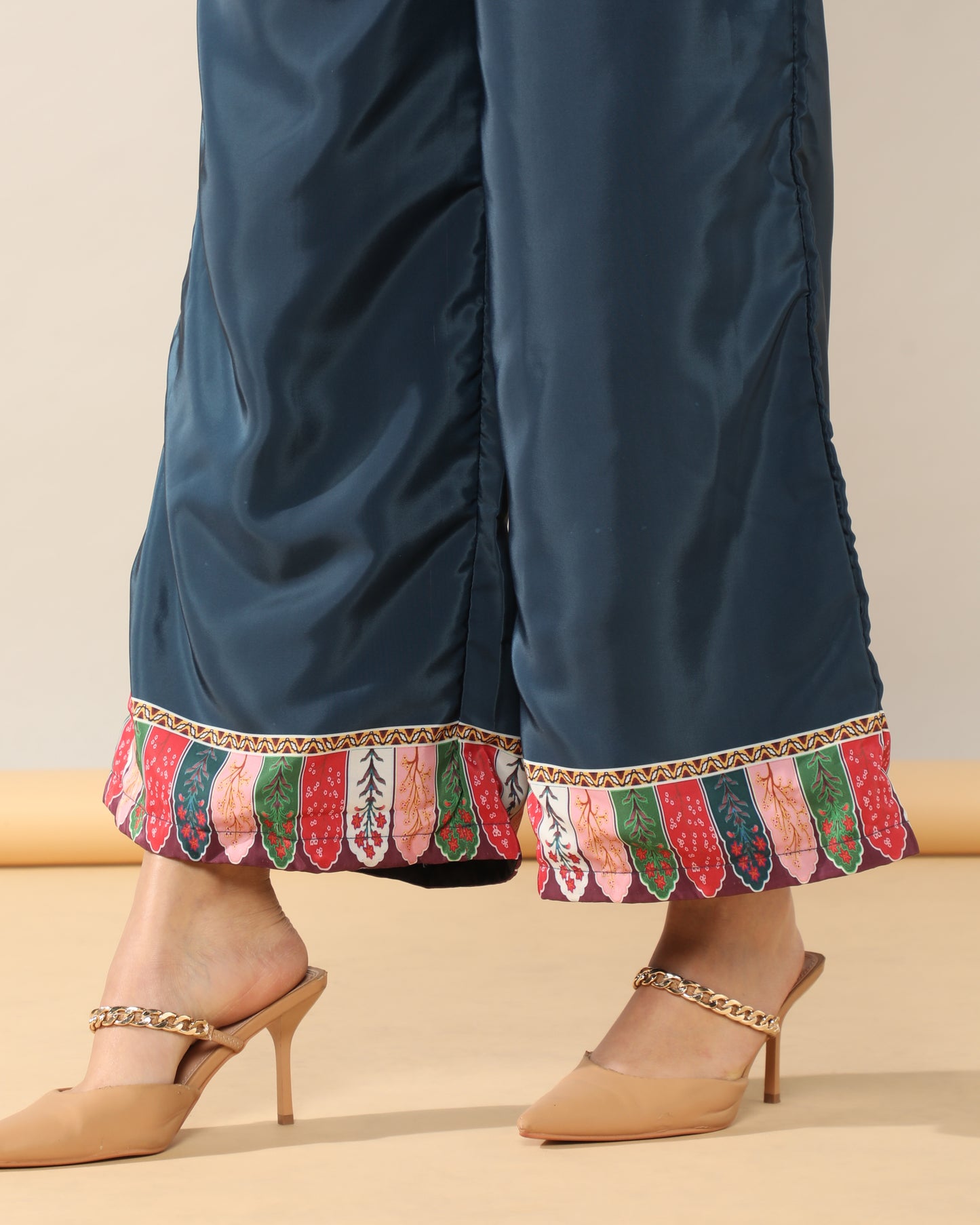 Elegance in Blue Print Suit Set with Dupatta