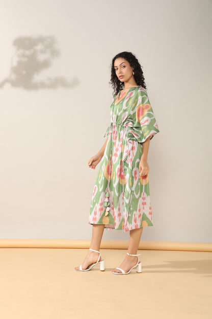 Summer style green Ikkat Dress