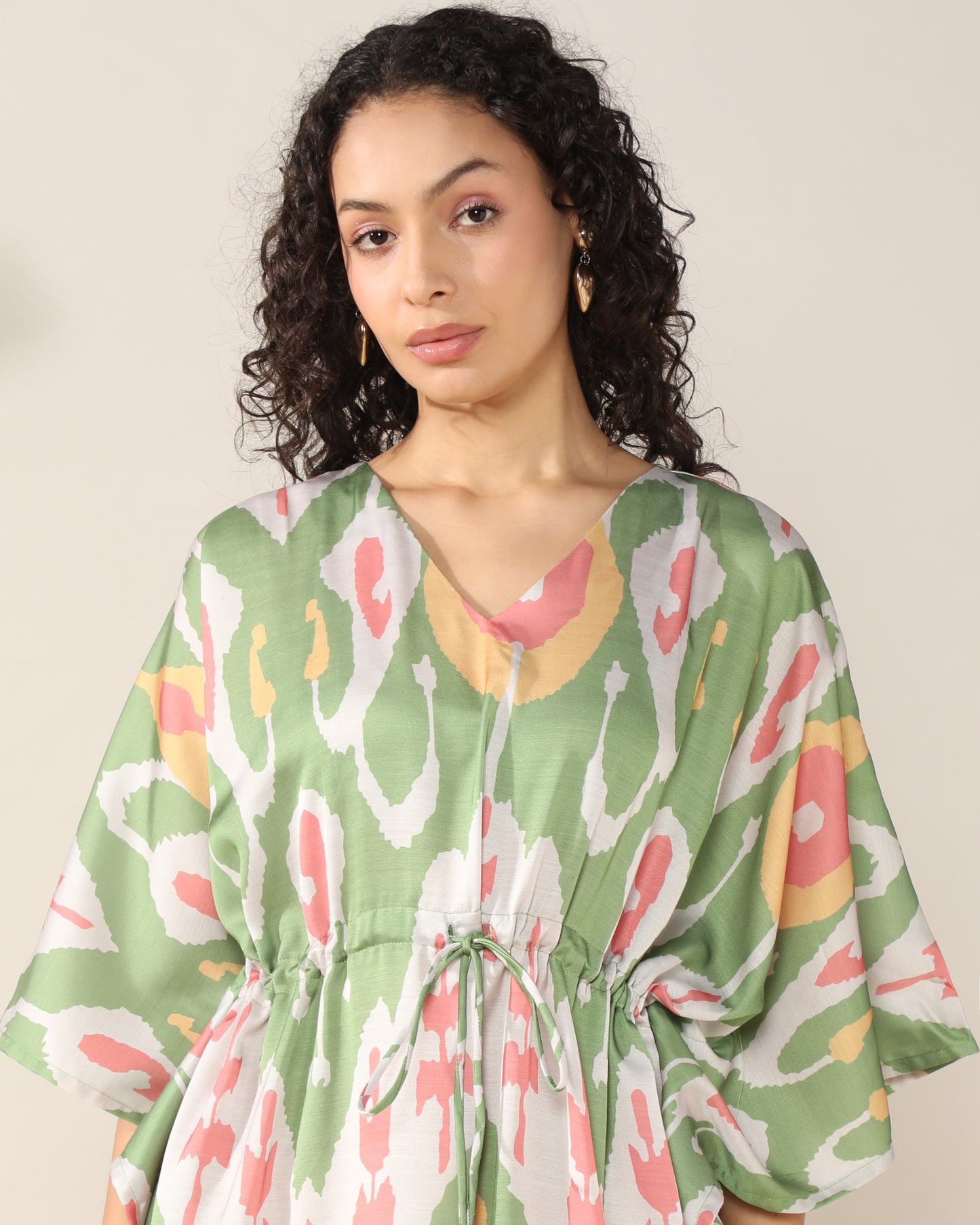 Summer style green Ikkat Dress