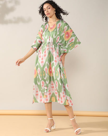 Summer style green Ikkat Dress