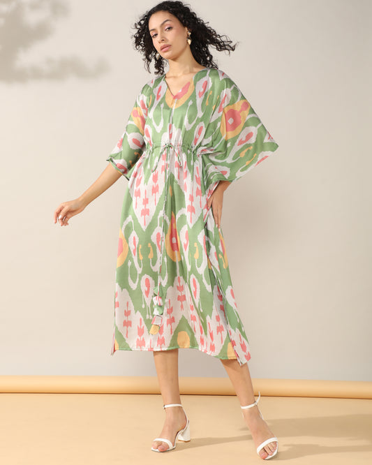 Summer style green Ikkat Dress