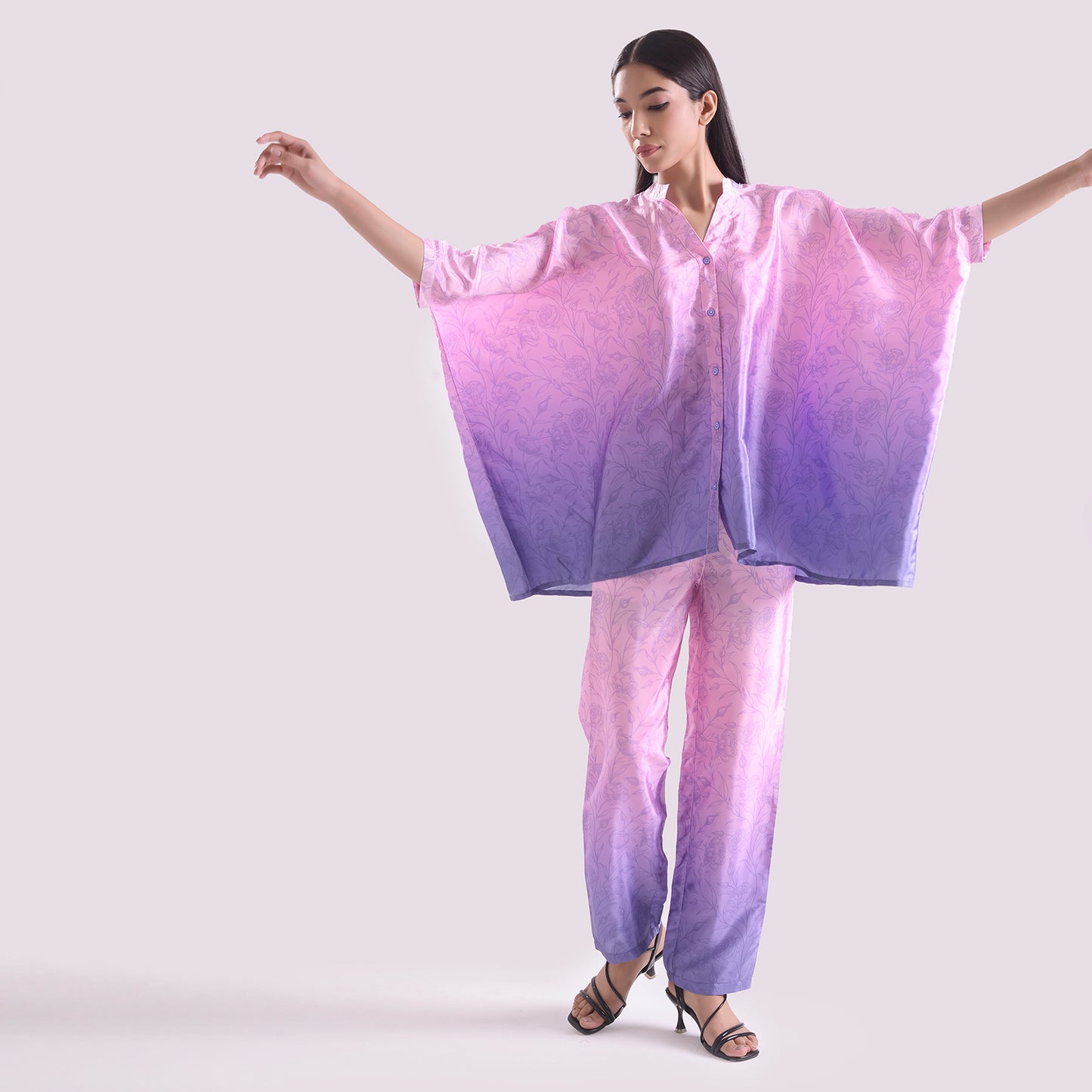 Serene silk ombre Kaftan style coord set of 2