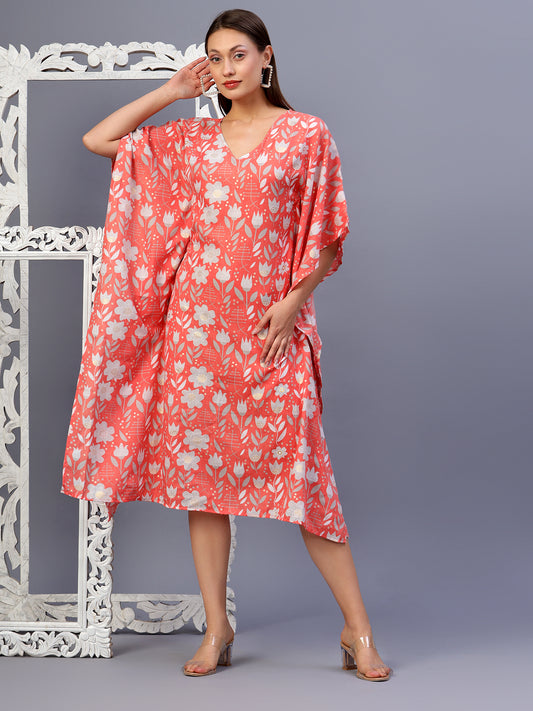 Tropical Printed Kaftan Dress